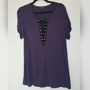TORRID: Purple Lace-Up Jersey Tee